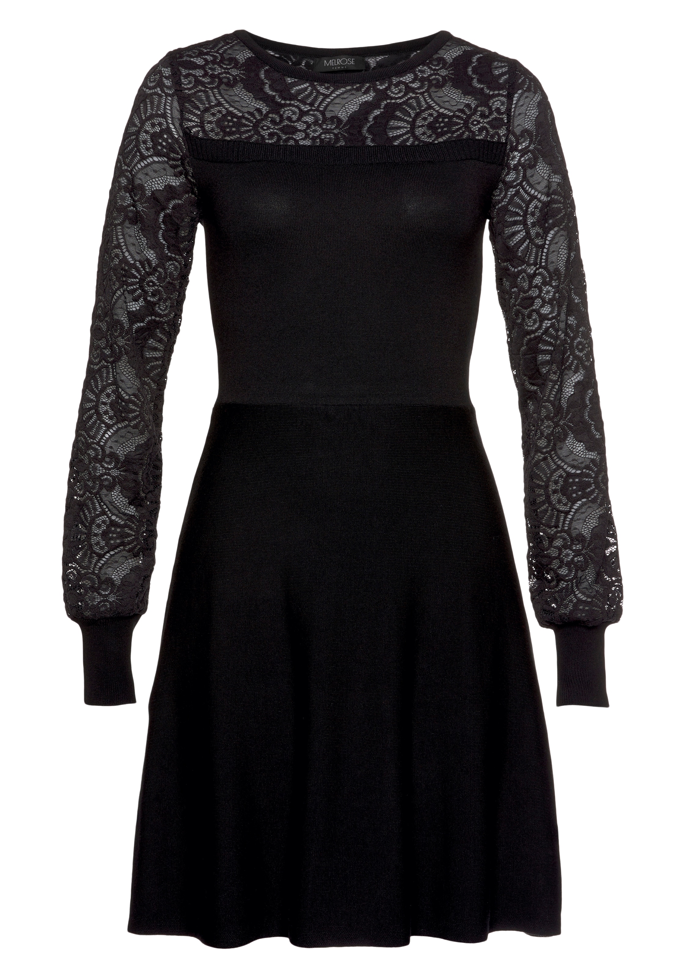 Melrose Strickkleid Mini-Länge, für besondere Anlässe, mit Spitzeneinsatz