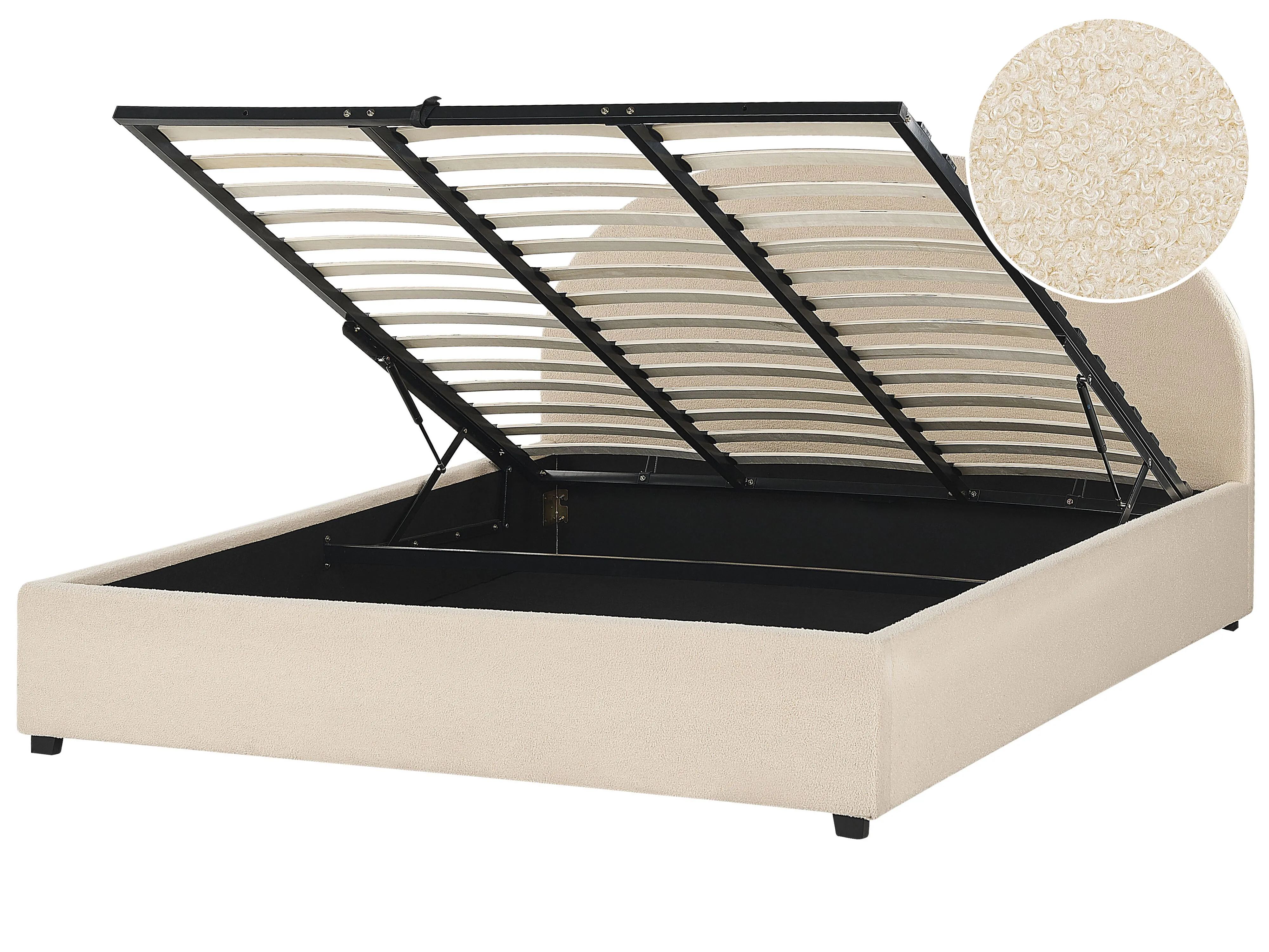 Bed met opbergruimte Bouclé VAUCLUSE 180 x 200 cm Beige