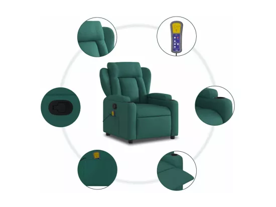 Fauteuil massant inclinable Vert foncé Tissu
