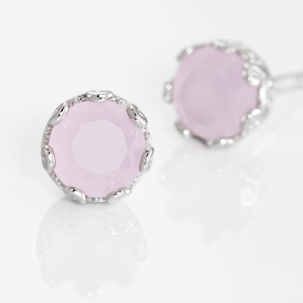 Boucles D'oreilles Puces Argent Blanc Etnosus Verre