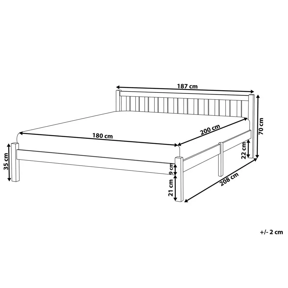 FLORAC - Bed - Lichthout - 180 x 200 cm - Dennenhout