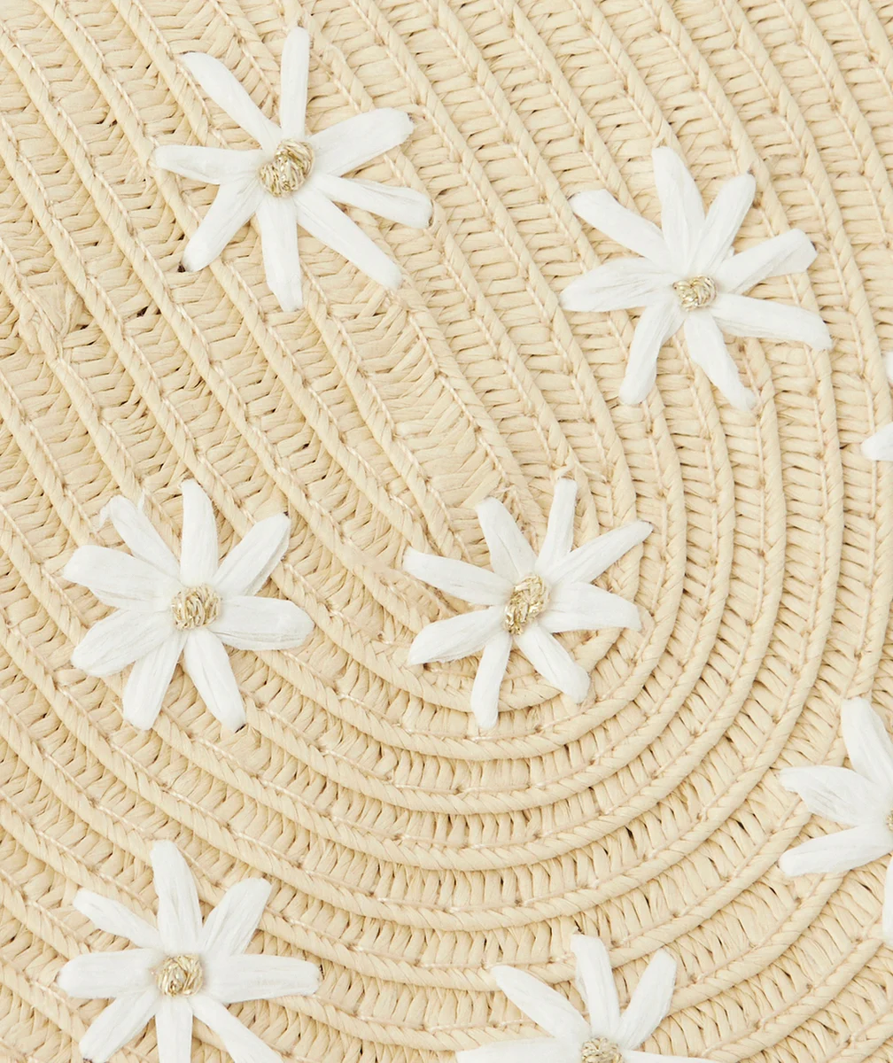 SAC TISSÉ EN PAILLE FILLE AVEC MOTIF FLEURS