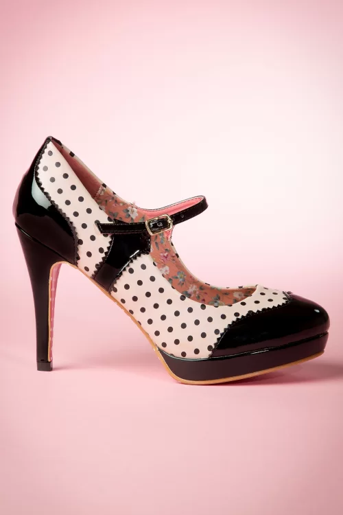 Banned Retro Mary Jane pumps in zwart en beige roze