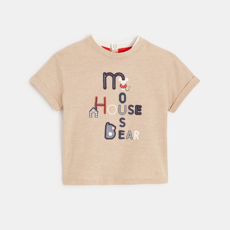 T-shirt rayé à message ludique blanc bébé garçon Blanc