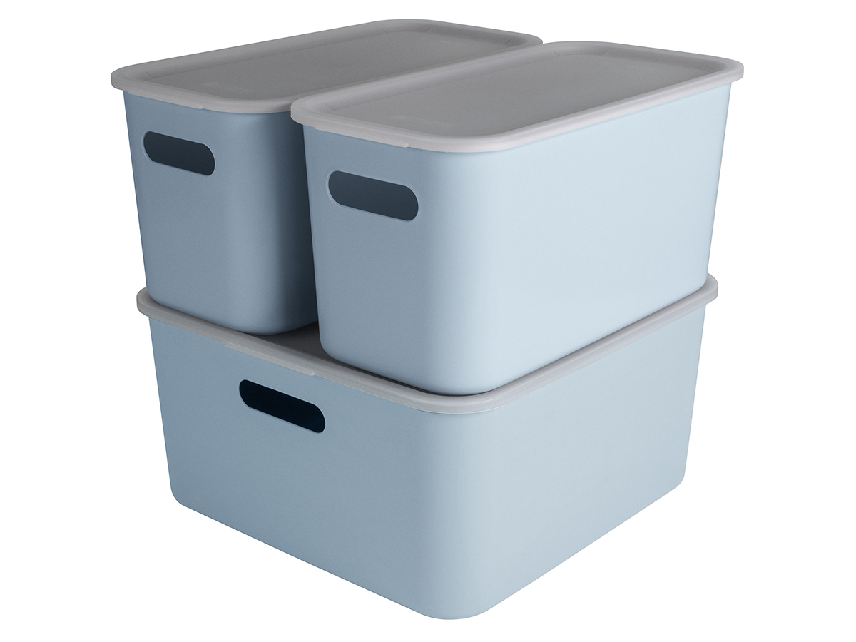 Sunware sigma home set van 3 cube boxen met deksel - blue