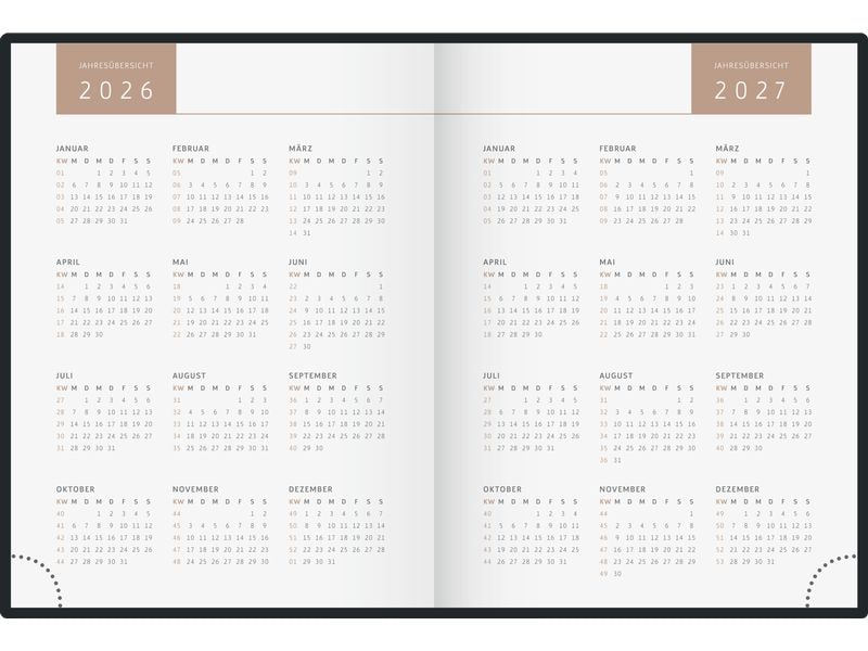 rido idé Wochenagenda Design Line Blume, 2026, Türkis Wochenplaner mit zwei Seiten je Woche