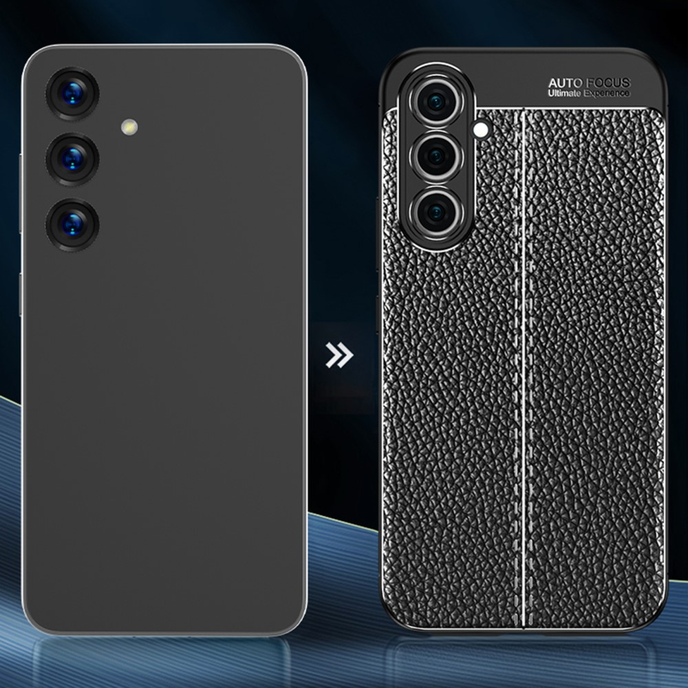 Samsung Galaxy A54 5G Gummi Hülle Litchi Look - Schwarz