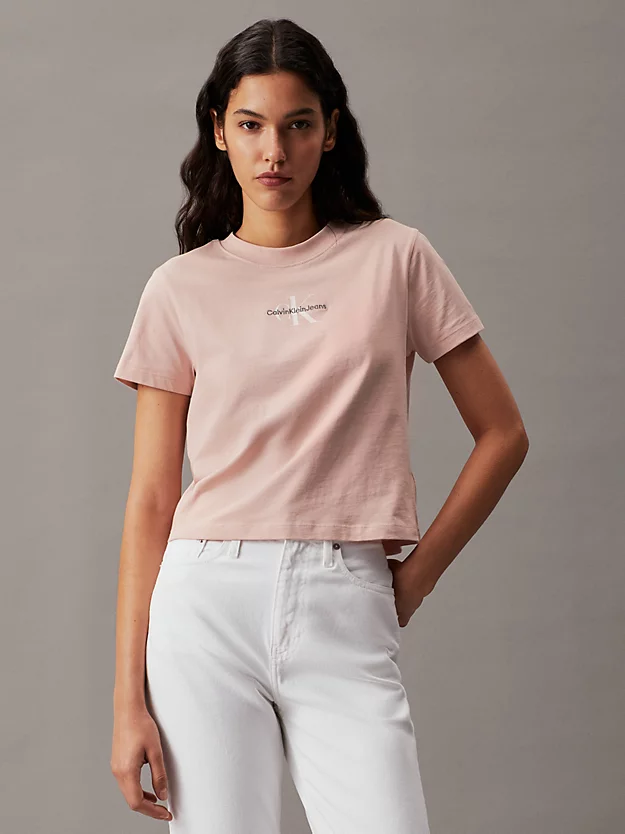 Camiseta curta com monograma