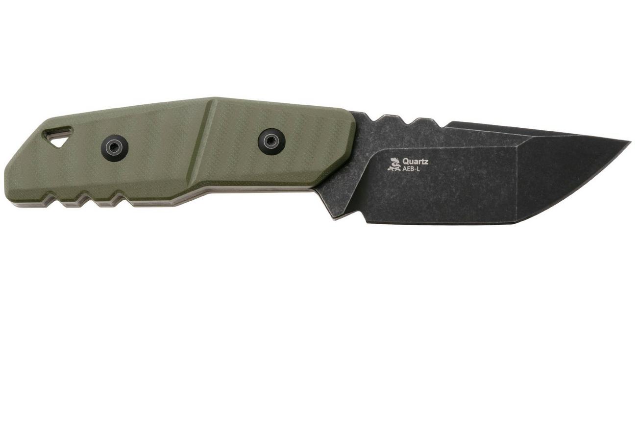 Kizer Vanguard Quartz 1086A1 Blackwashed AEB-L, OD Green G10, vaststaand mes, Kornel Kiss design
