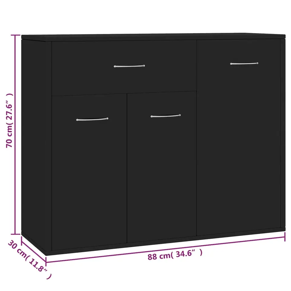 vidaXL - Dressoir - Zwart - Bewerkt hout
