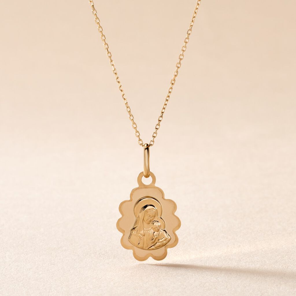 Pendentif Vierge Nuage Or Jaune