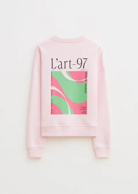 Sweater met print art roze (ROS.L)