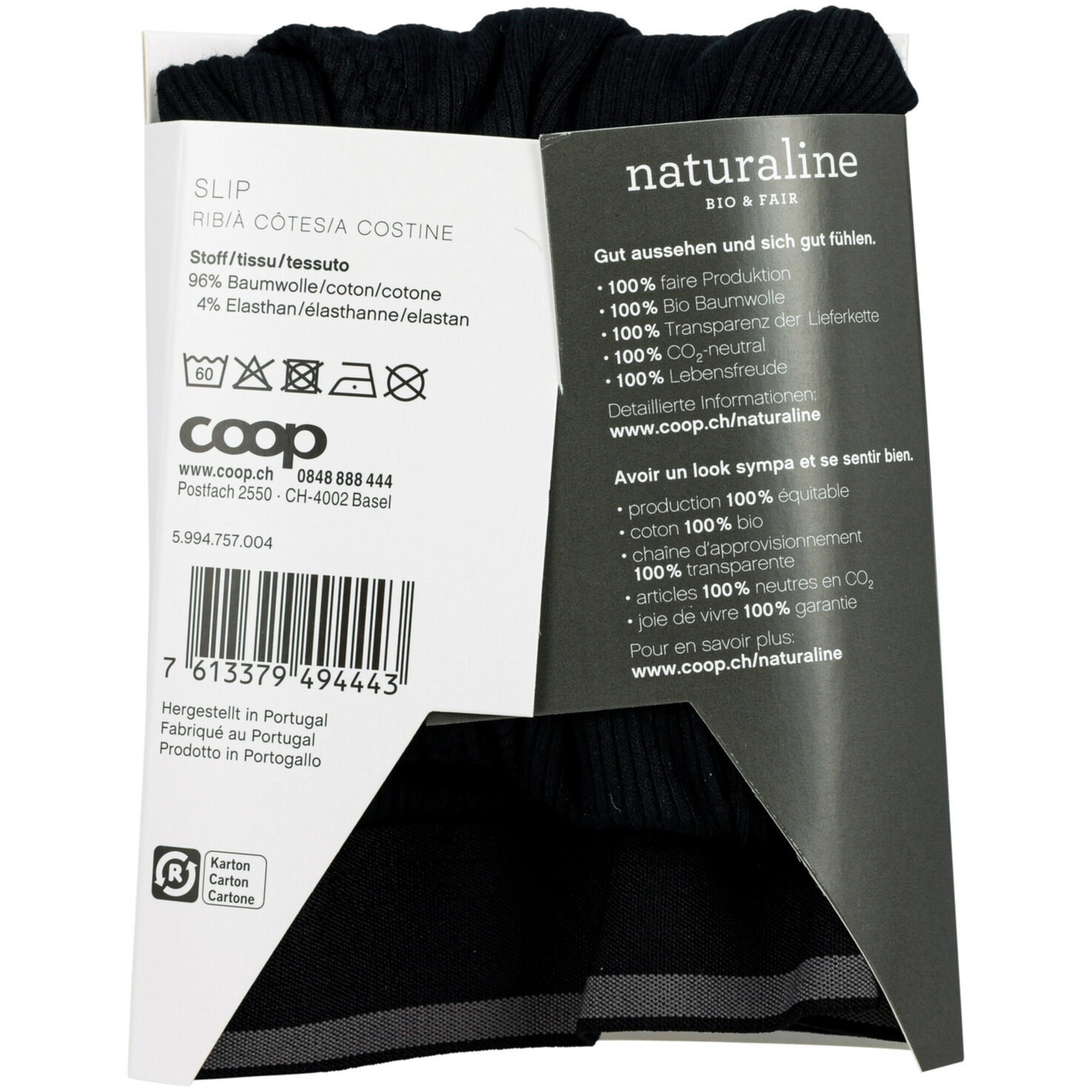 Naturaline Herren Slip Schwarz XL