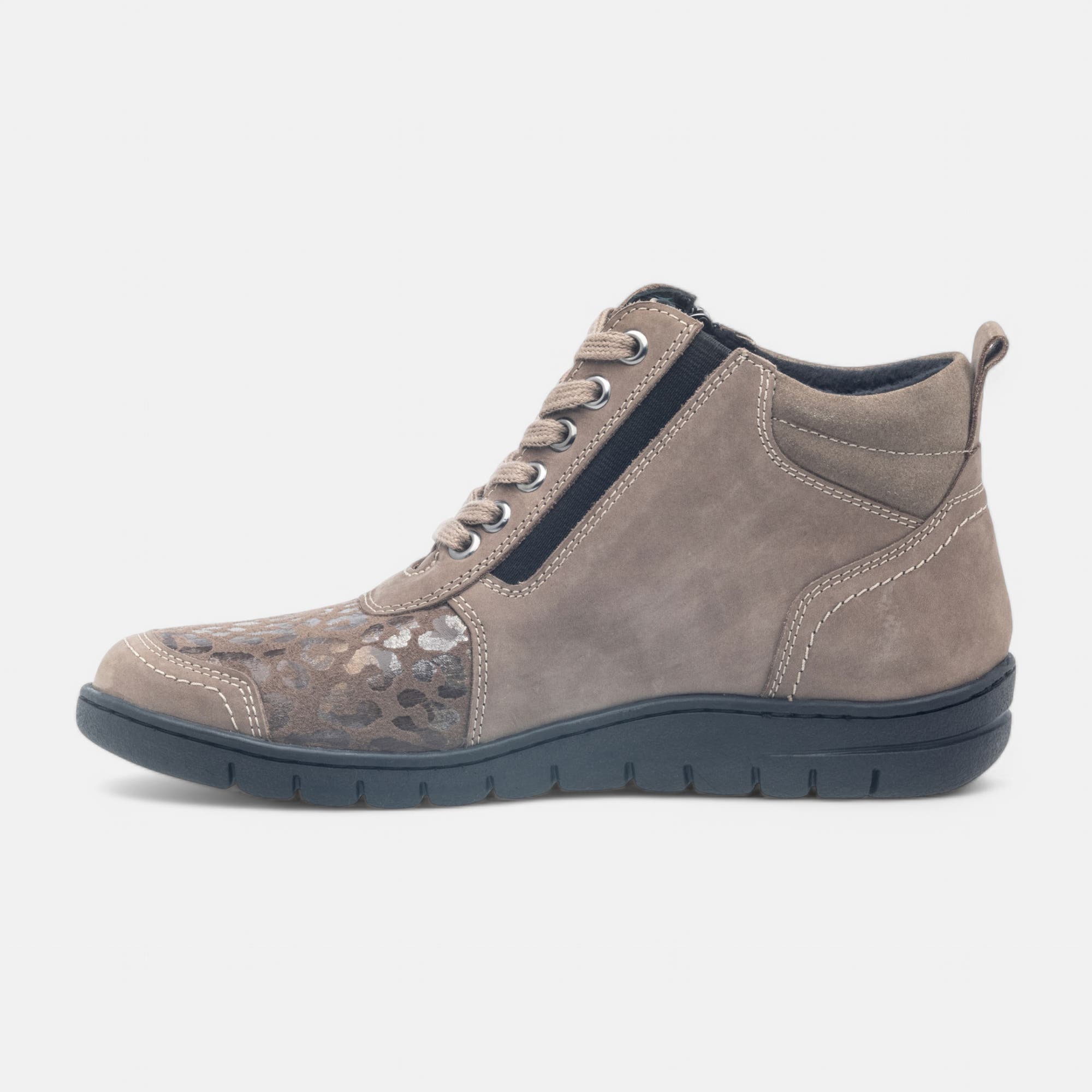 Bottines à lacets Femme en cuir taupe