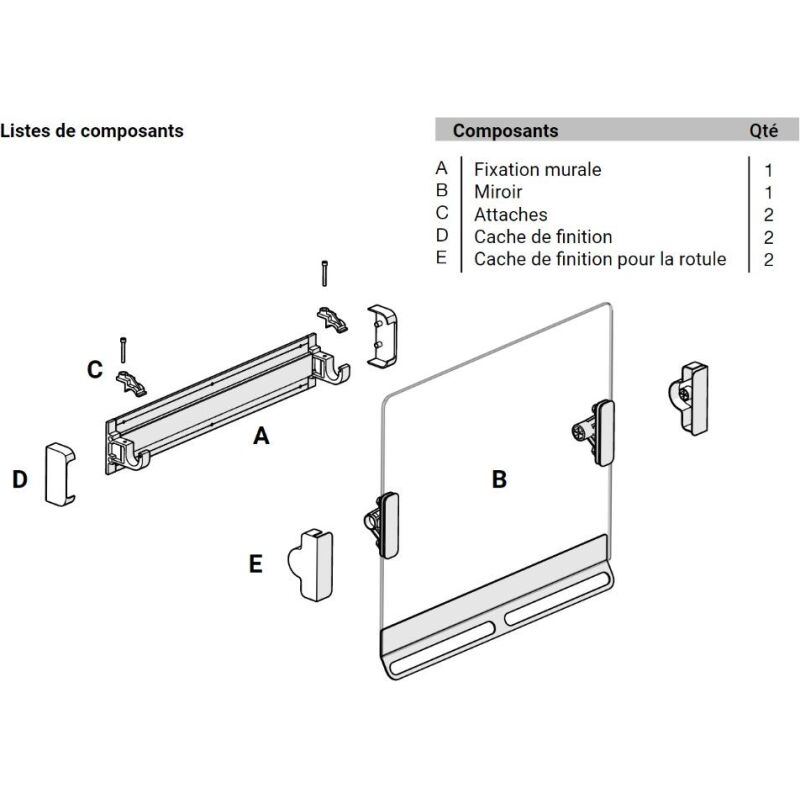 Miroir inclinable avec poignée
