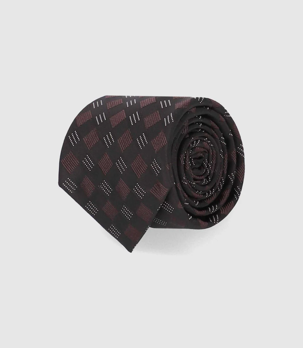 Cravate motif 7 cm marron MAURIZIO