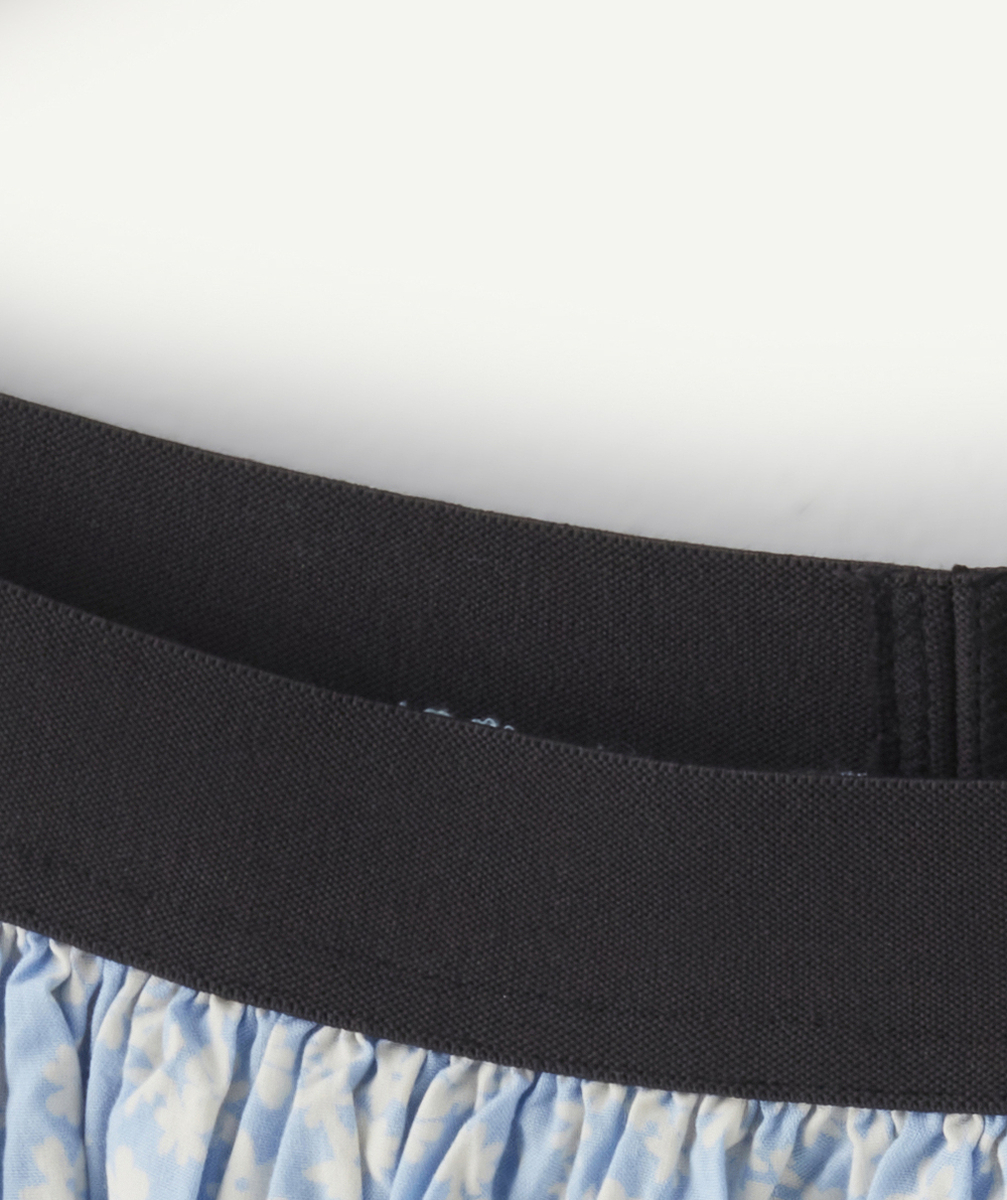JUPE MIDI FILLE EN VISCOSE RESPONSABLE BLEU IMPRIMÉ FLEURS