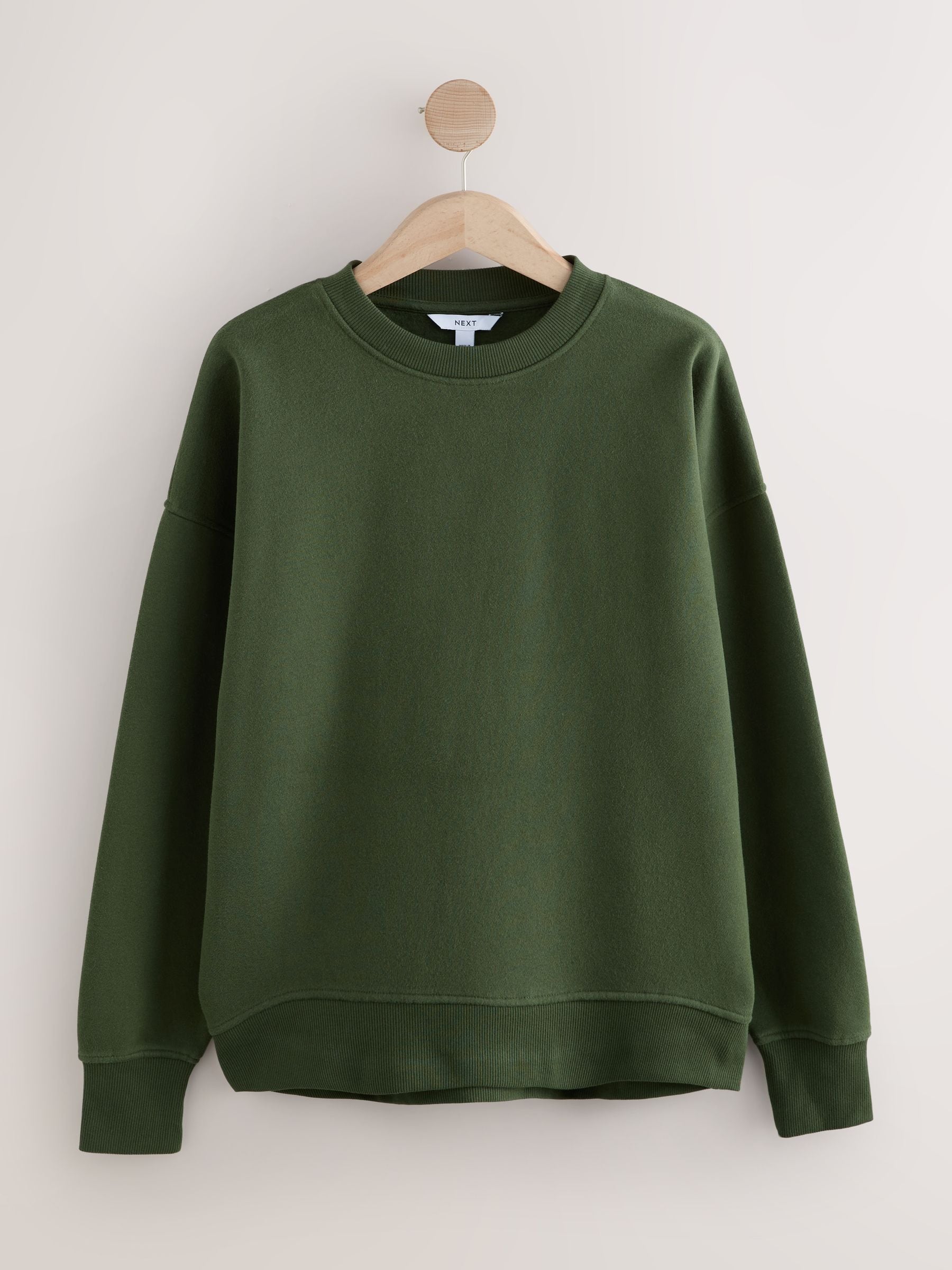 Kakigroen - Supersoft Peached Essentials sweatshirt met ronde hals en naaddetail