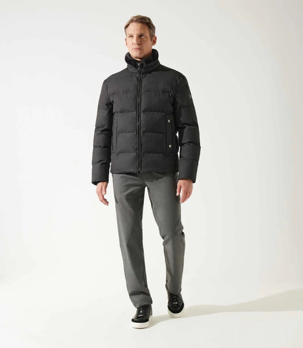 Doudoune col montant matelasse anthracite MAJORQUE