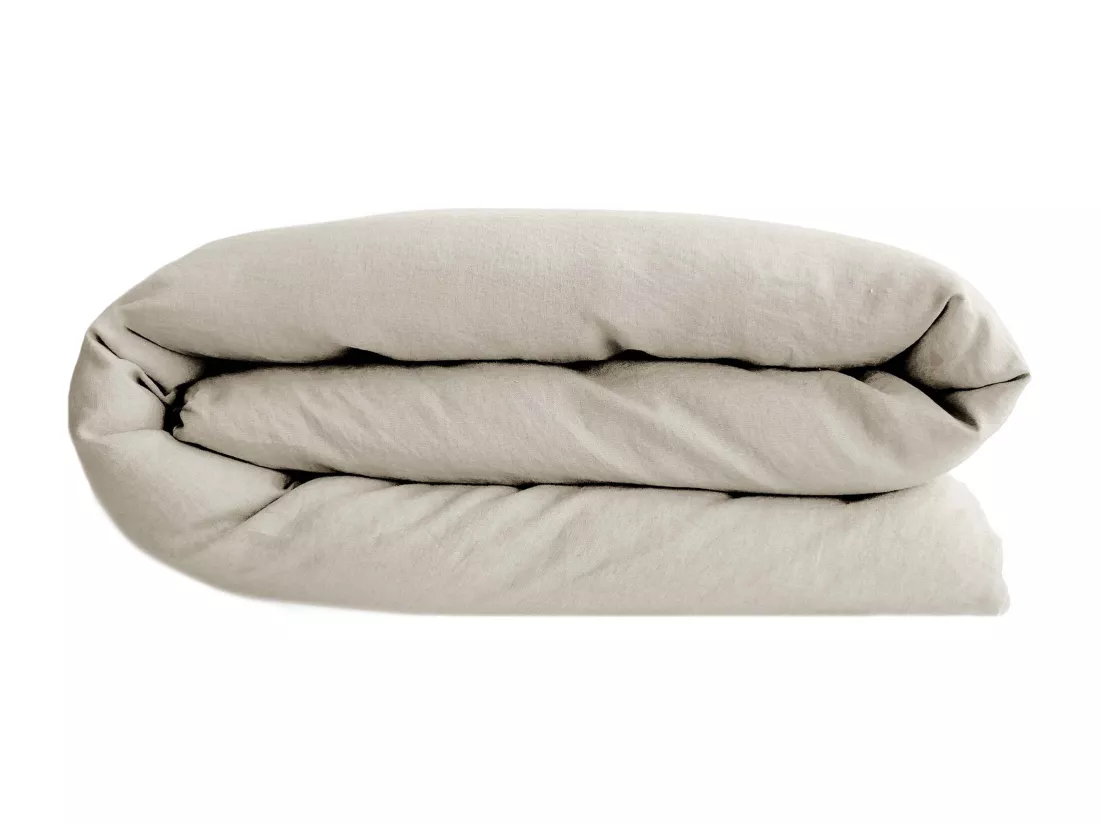 Housse de couette 280X240 cm lit king size lin lavé SONATE Ivoire