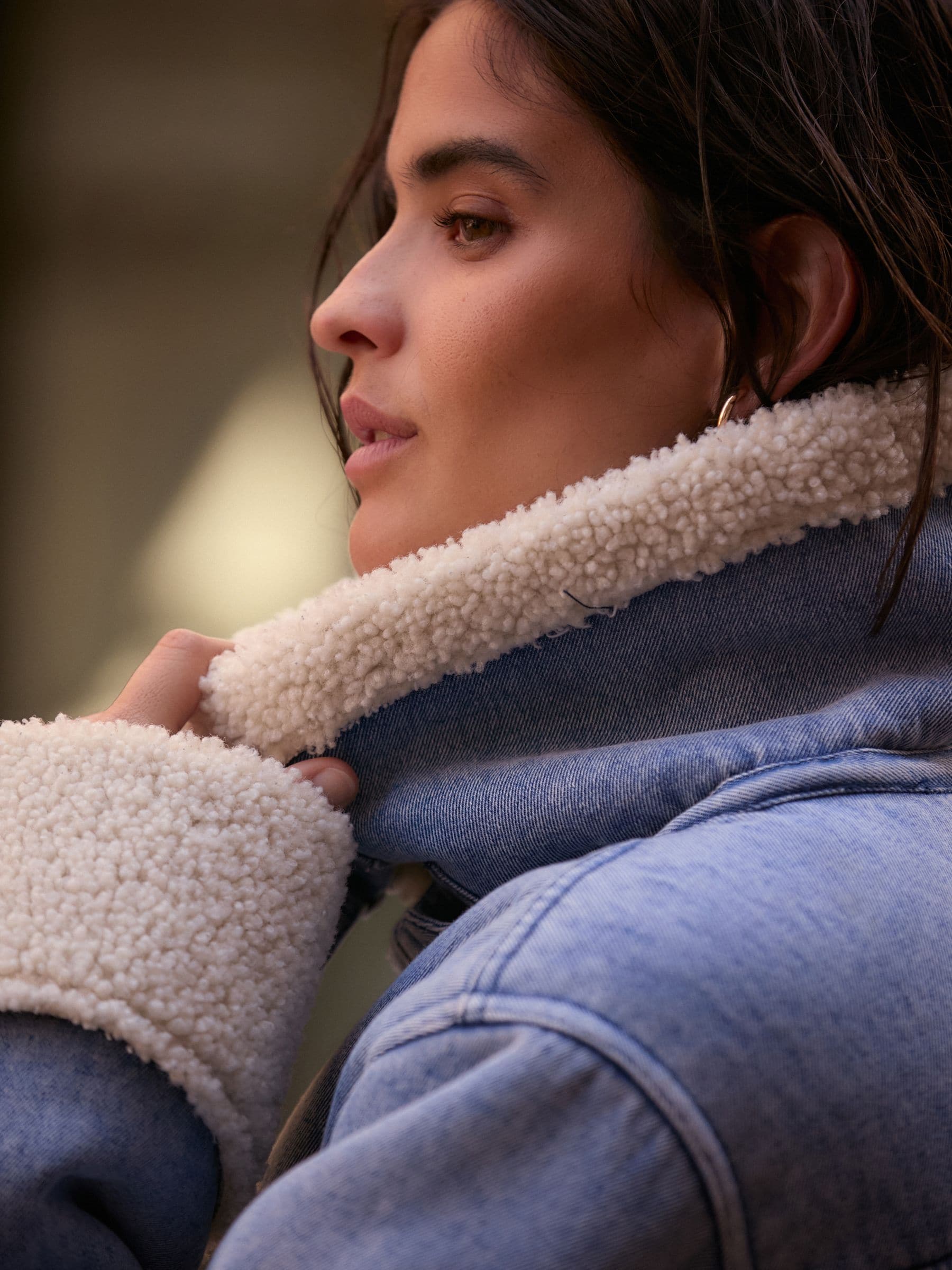 Normaal blauw - Denim jack met borgvoering