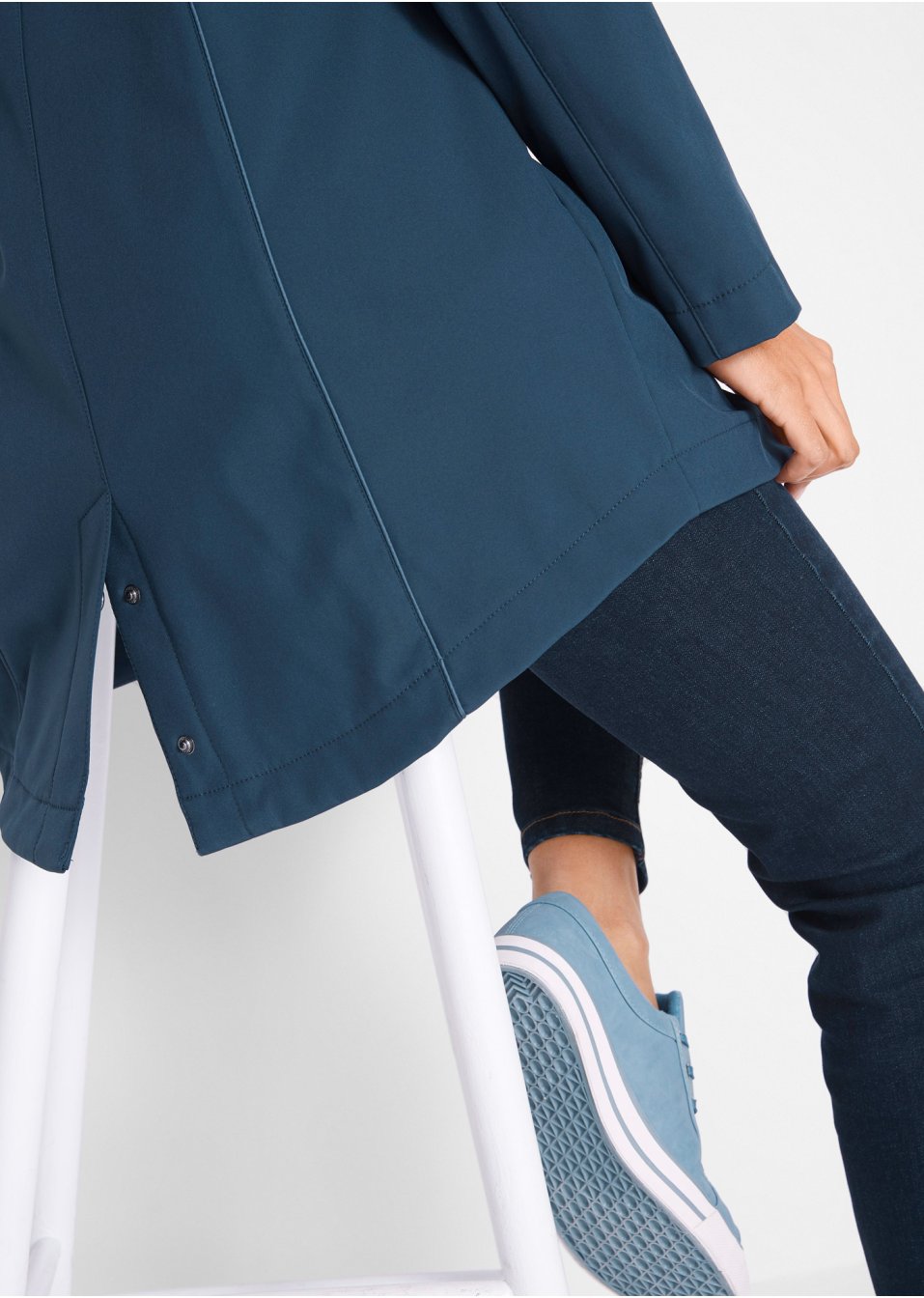 Parka softshell à coutures de coloris contrastant, doublure intérieure