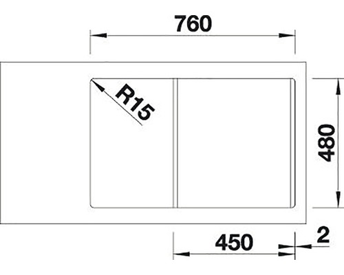 Blanco SONA 45 S spoelbak, 780 x 500 mm, antraciet, 519662
