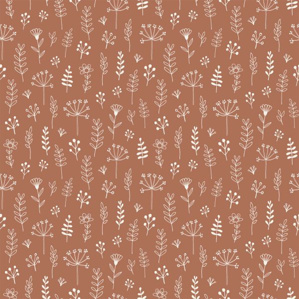 Estahome Bloemmotief Behang I - 0,53 x 10,05 m - Terracotta / Wit