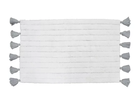 Tapis de Bain 50 x 80 cm Minatis Blanc/Gris - Coton Jacquard