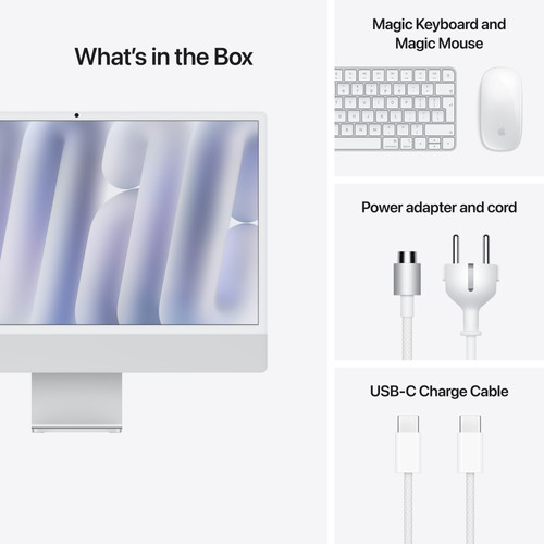 Apple iMac 24 inch M4 (8 core CPU/8 core GPU) 16GB/256GB Zilver AZERTY