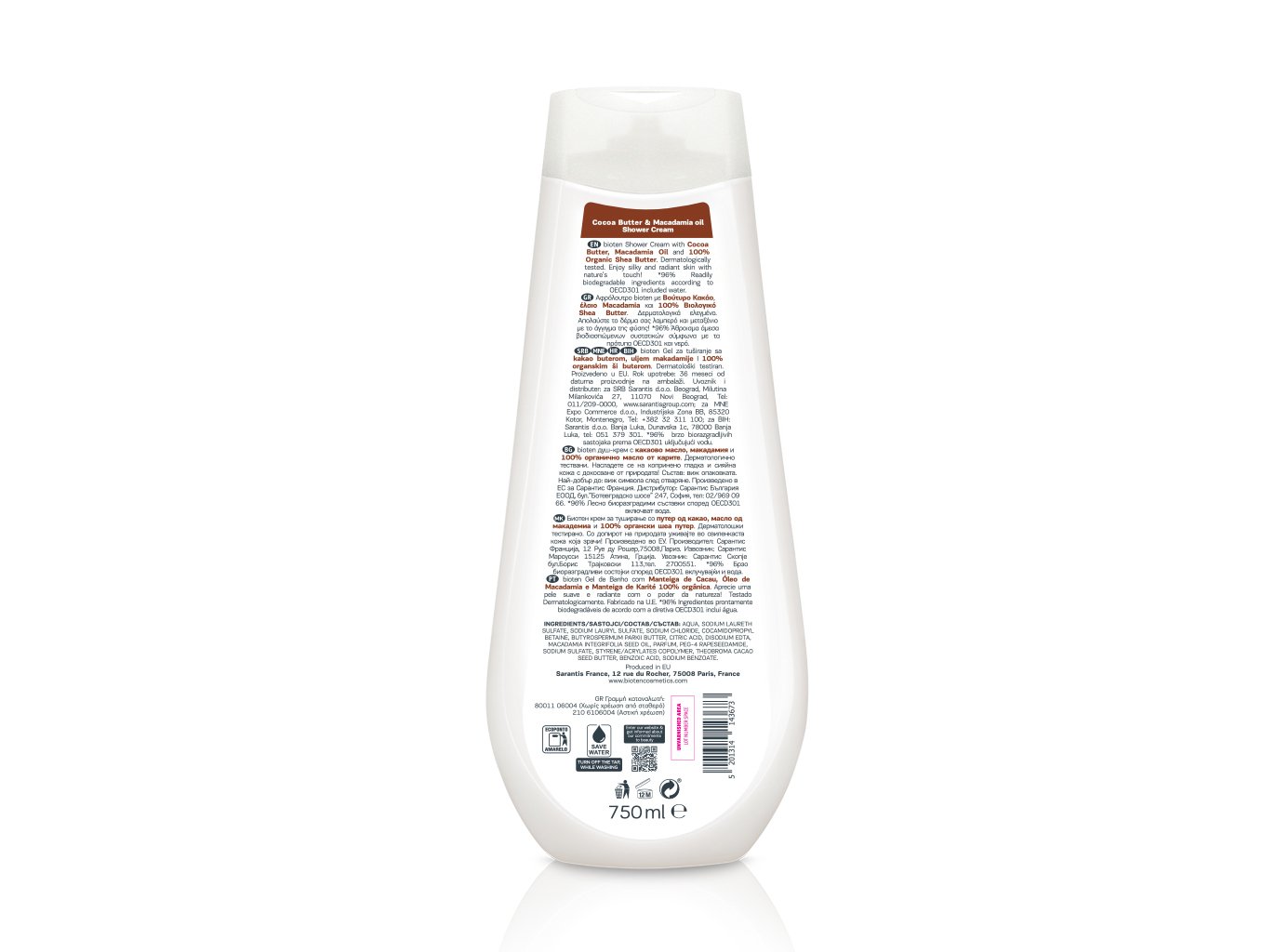 GEL BANHO BIOTEN CACAU E MACADAMIA 750ML