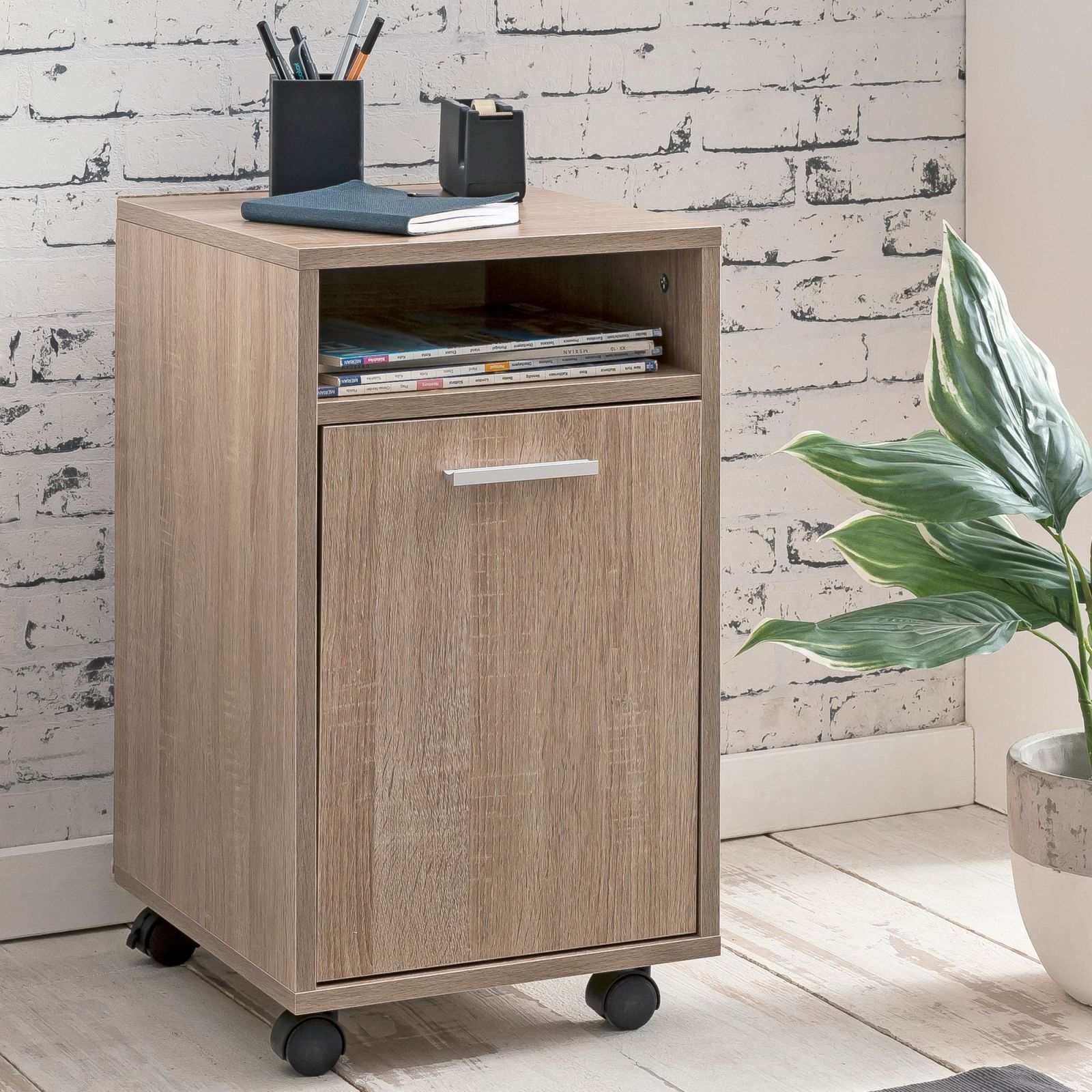 Rollcontainer - Sonoma Eiche - eine Tür - 33 cm breit