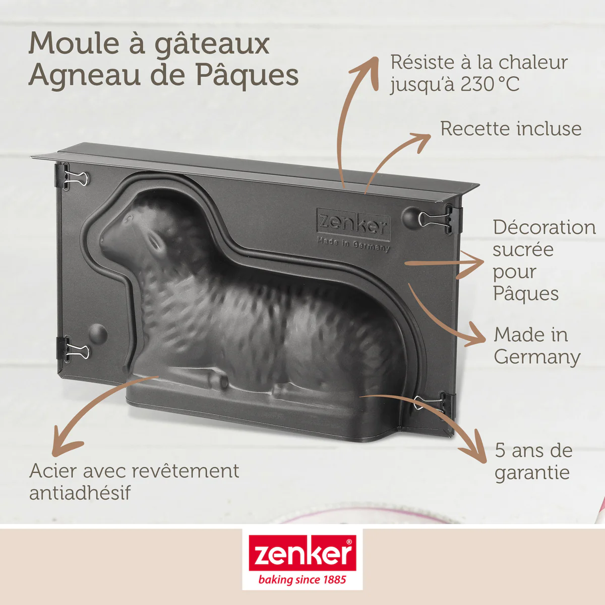 Lot de 2 moules à gâteaux 3D en forme d'agneau pascal 900 ml Special S