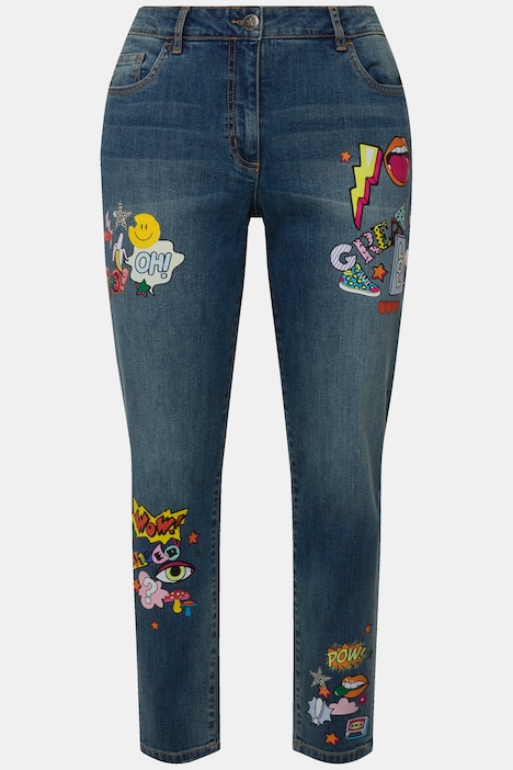 7/8-Jeans, Patches, 5-Pocket