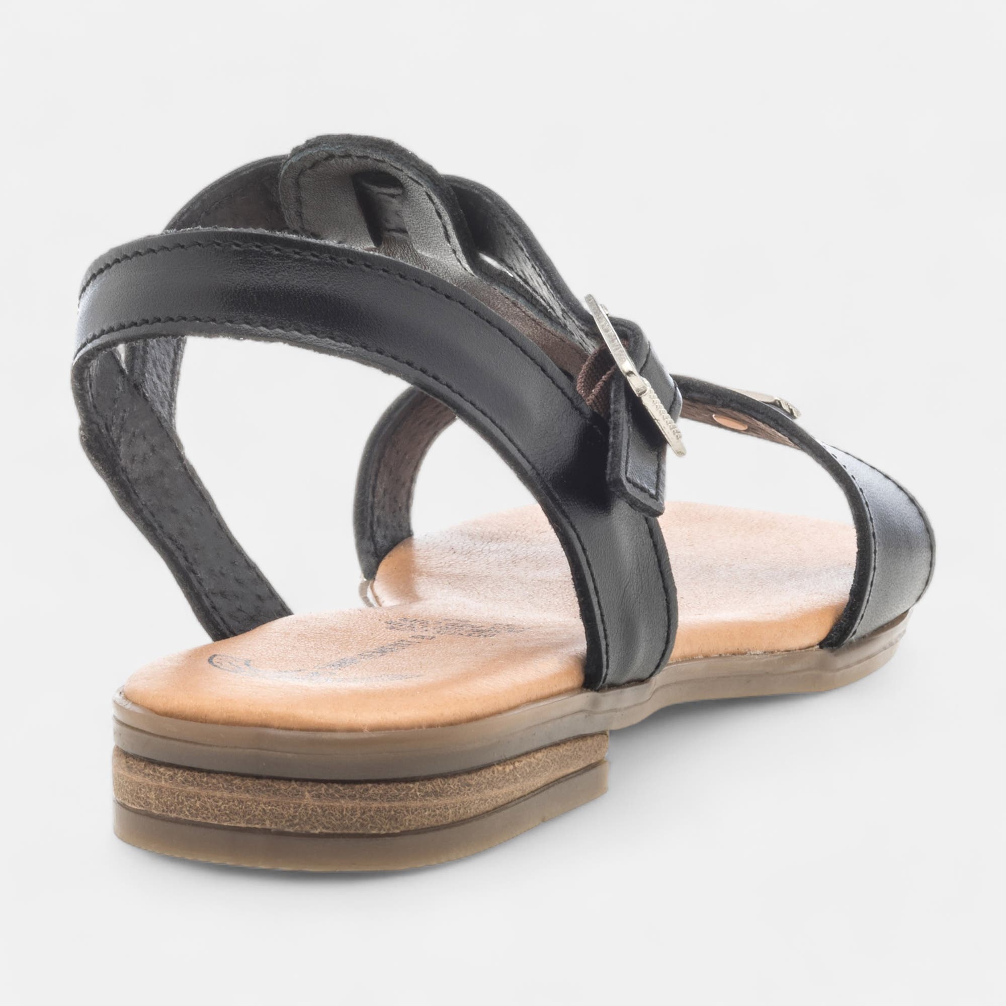 Nu-pieds Femme en cuir noir