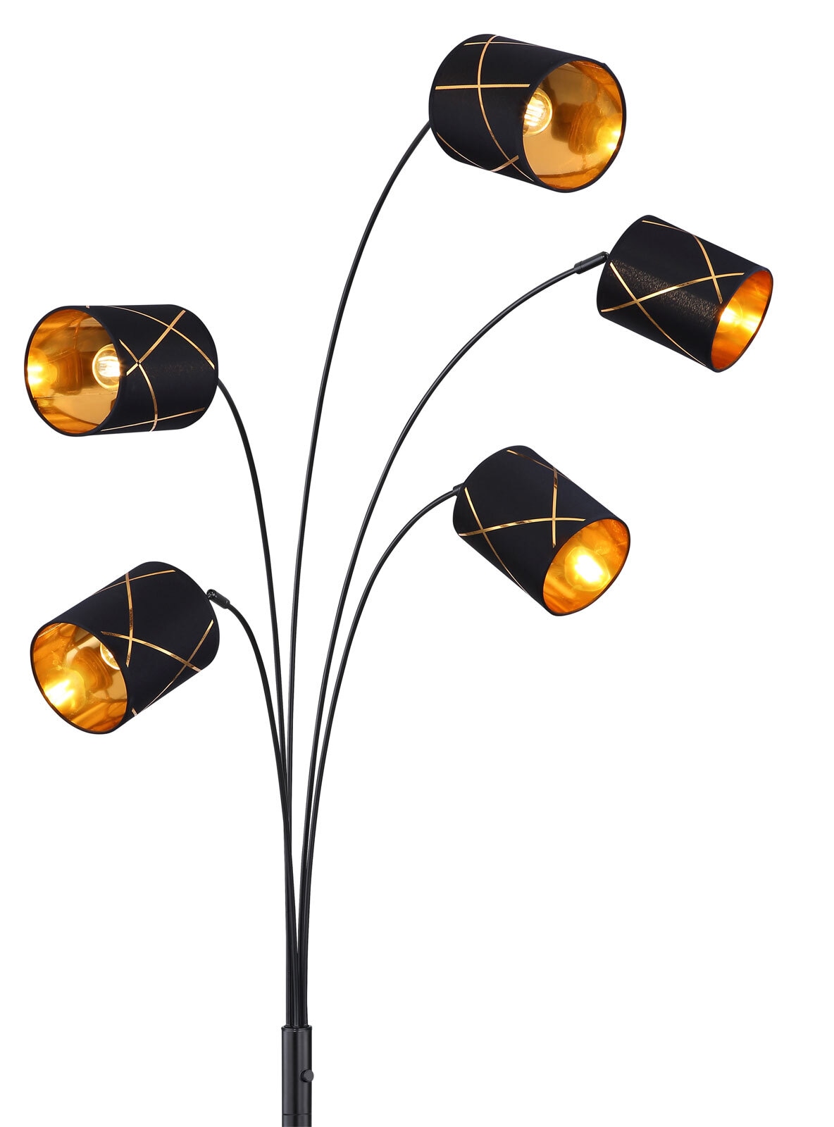 BEMMO Stehlampe goldfarben, transparent, /H/T: 84 x 204 x 130 cm, Metall, Textil
