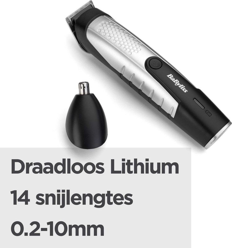 BaByliss - Lithium Power - Baardtrimmer - Zwart - Roestvrijstaal - 14 Kniplengtes