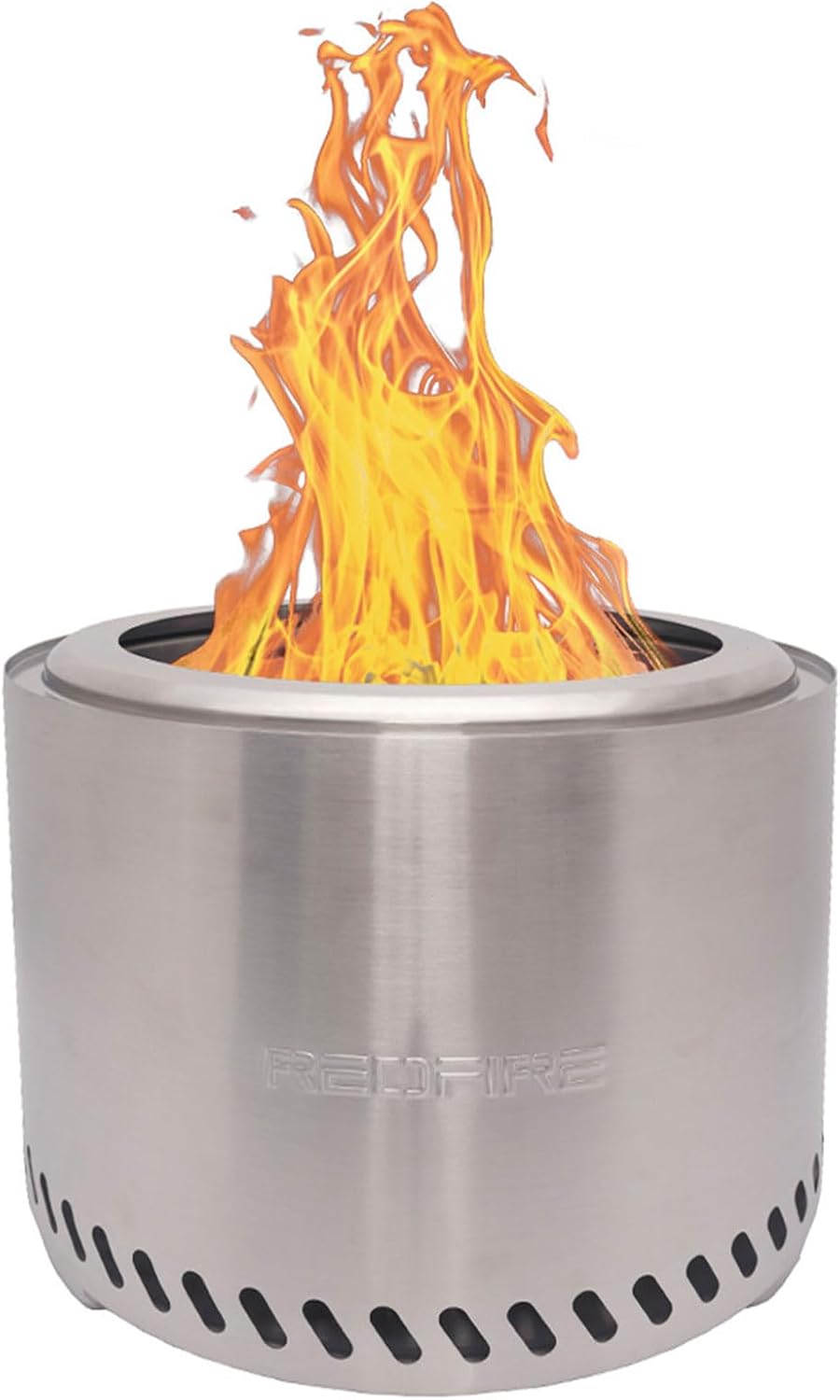 REDFIRE Feuerkorb Volcano Extra Large, Silber - XL Feuertonne Edelstahl für Holz und Pellets - raucharme Feuerschalen für den Garten, Terrassenofen, Asche-Auffangschale – Outdoor Deko, Gartendeko