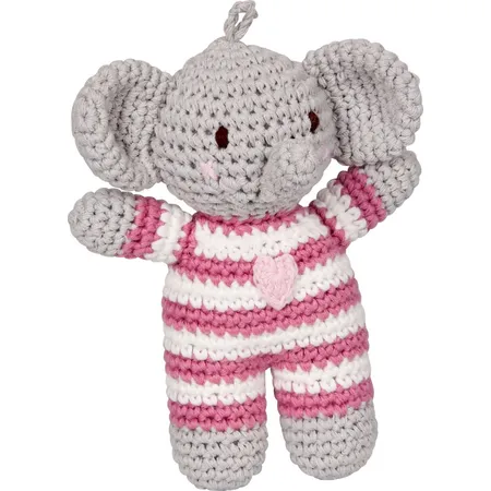 Die Spiegelburg Häkel-Rassel Elefant, rosa - BabyGlück