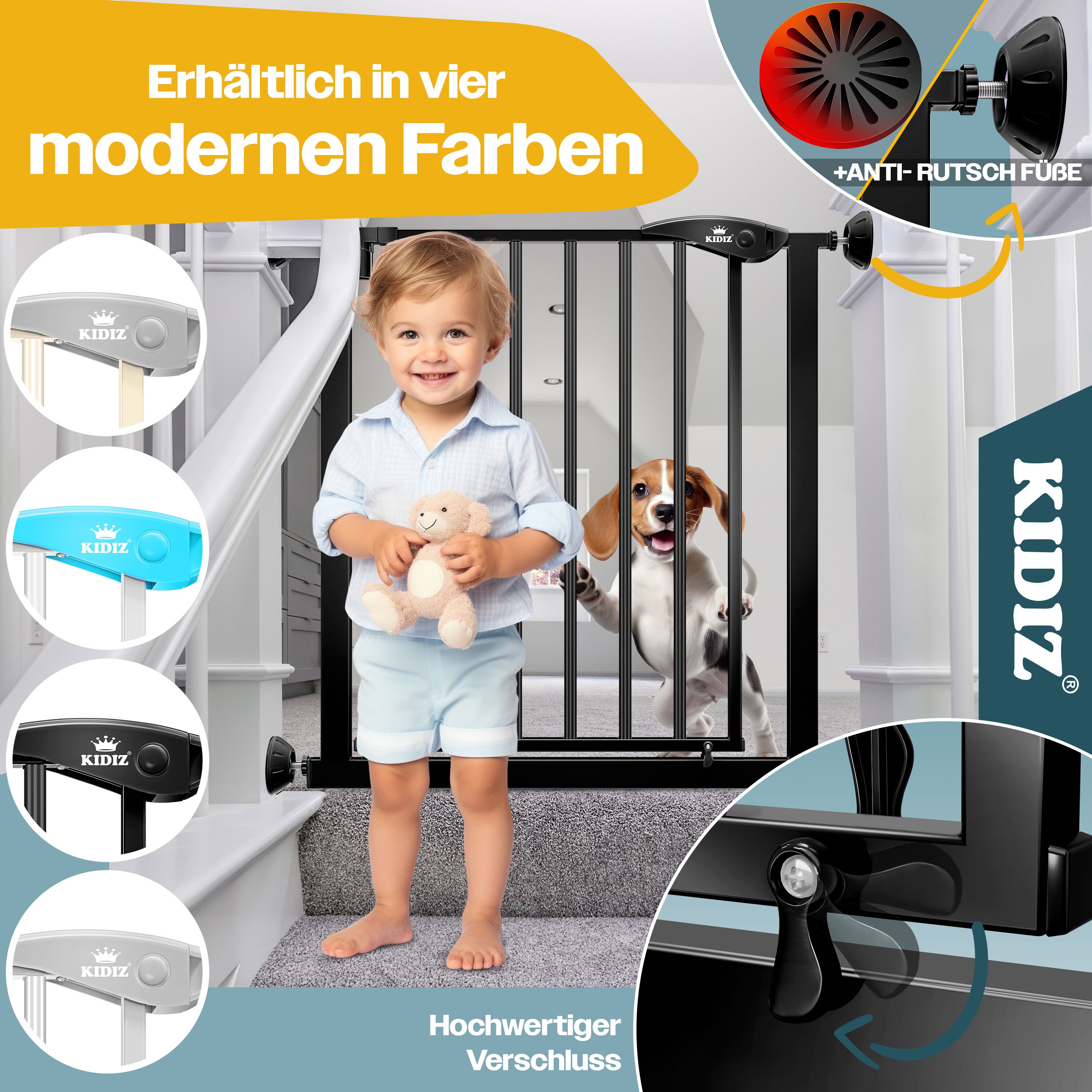 Kidiz® Türschutzgitter ? Absperrgitter ? Treppengitter ? Kindergitter | Gitter Haustier |