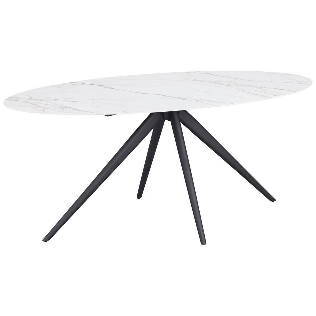 Novel Esstisch Schwarz Weiß Metall Keramik oval