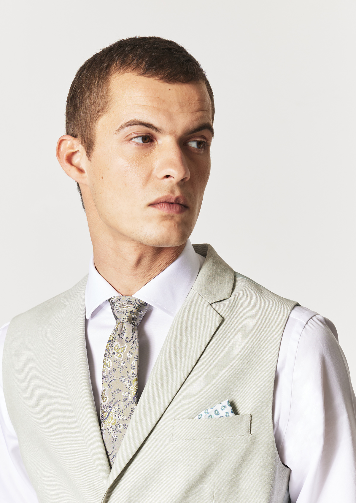Gilet casual en coton et lin unis vert d'eau