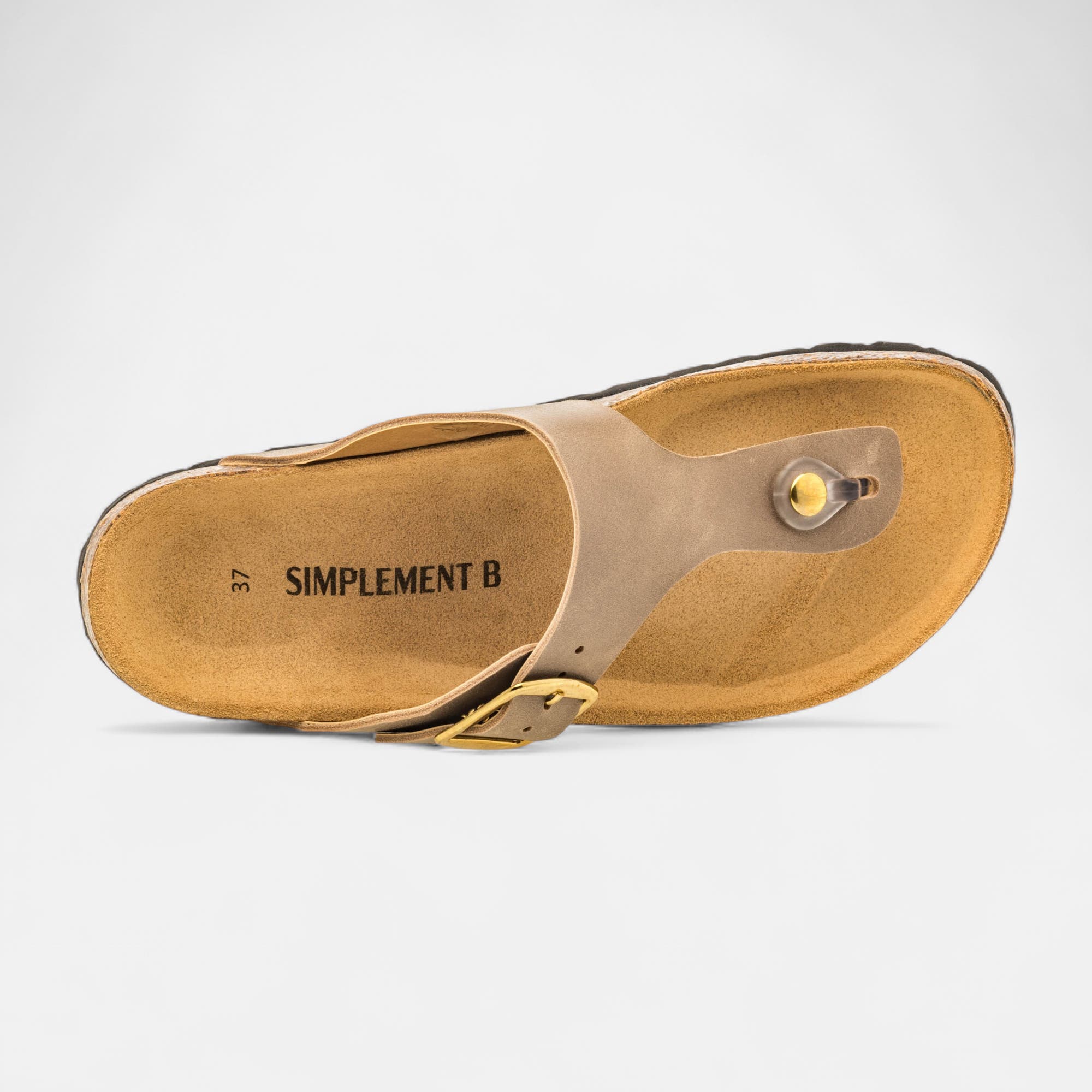 Mules semelle liège Femme en cuir taupe