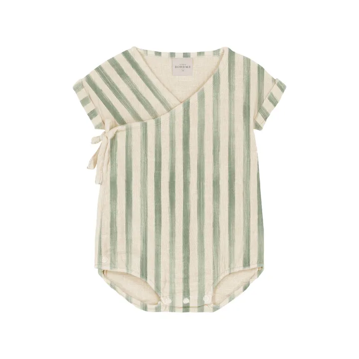 Studio Bohème Barboteuse Nuage Rayée | Vert