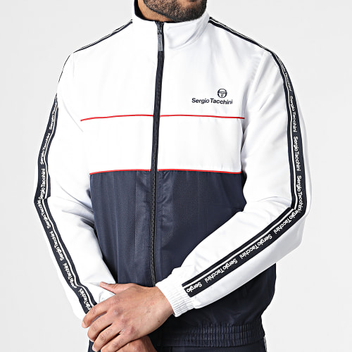 Ensemble De Survetement A Bandes Nastro 39679 Blanc Bleu Marine