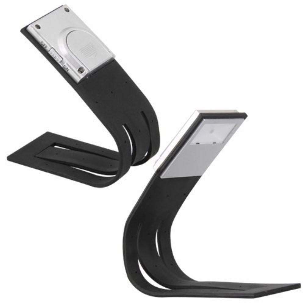 (21cm) LED Clip On Lese Lampe Klappbares Buch Nachtlicht (inkl. CR2032 Batterie) - Schwarz