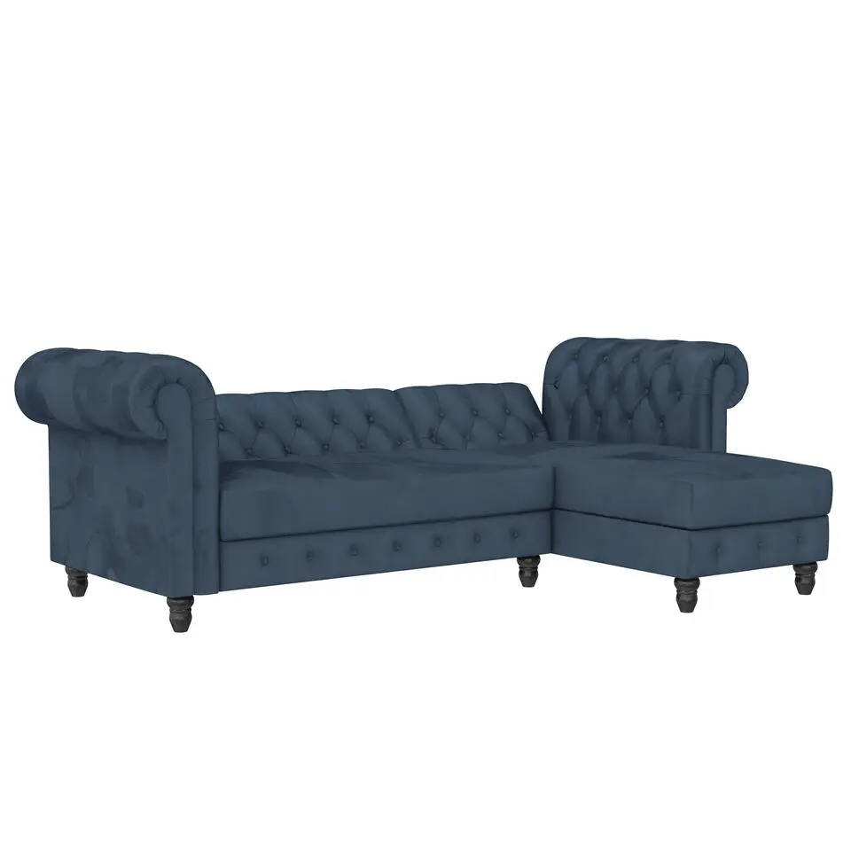 Felix - 3-zits slaapbank in blauw fluweel