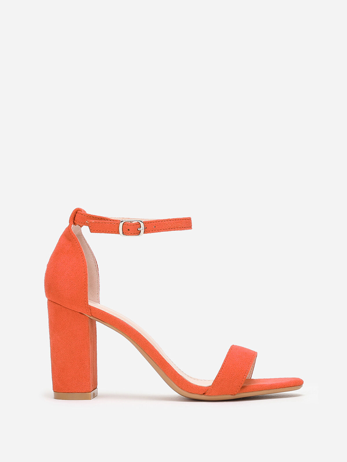 Sandales à brides et talon carré- orange