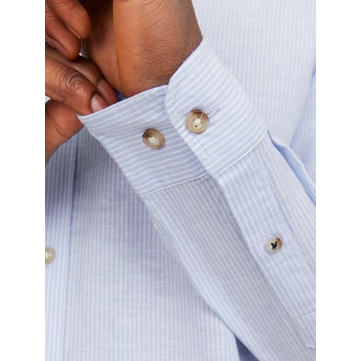 Jack&Jones Summer Linen Blend Skjorte, Cashmere Blue/ White, XXL