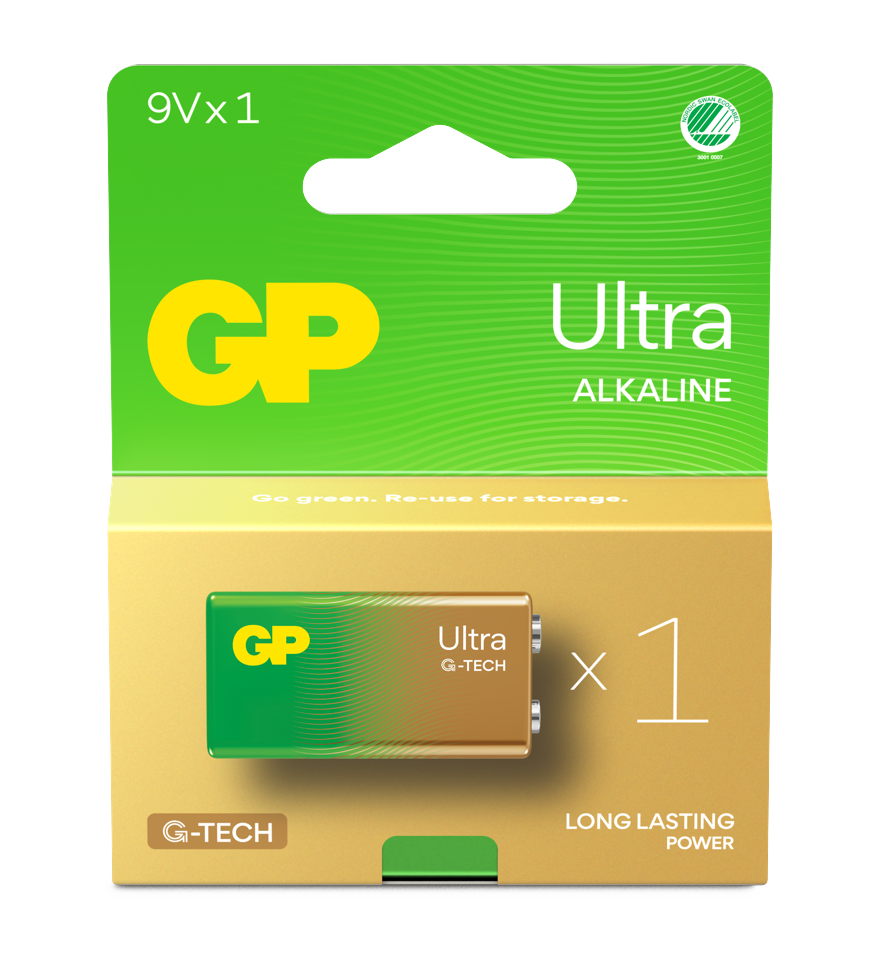 GP - Ultra Alkaline 9V Batteri, 1604AU/6LF22, 1-Pakke